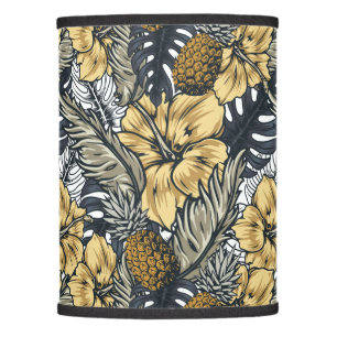 Luxury Elegant Gold N' Black Tropical Flowers Lamp Shade