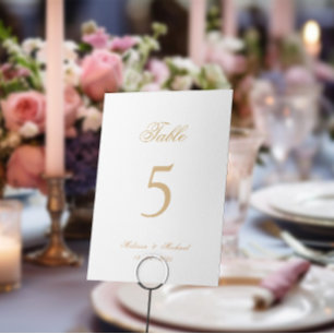 Luxury Elegant Gold Script Calligraphy Wedding Table Number