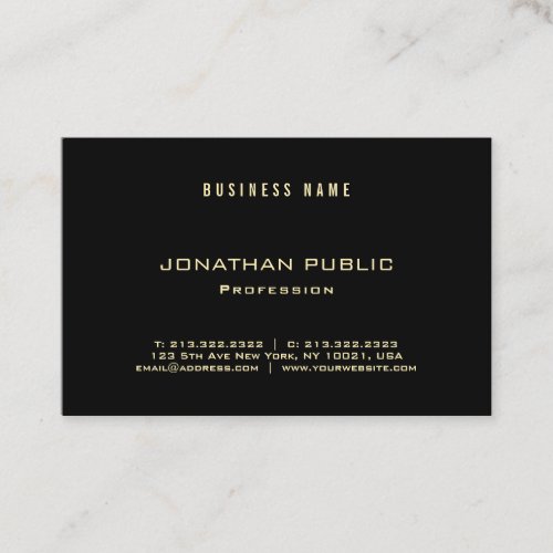 Luxury Elegant Gold Text Modern Professional Black Business Card