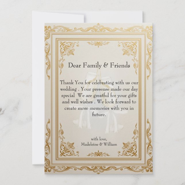 Luxury Elegant Gold Wedding  Thank You Card (Front)