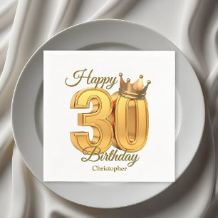 Luxury Elegant Golden Royal Crown 30th Birthday Napkins