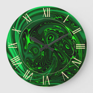 Luxury Elegant Green Dragon Horse Abstract Large Clock