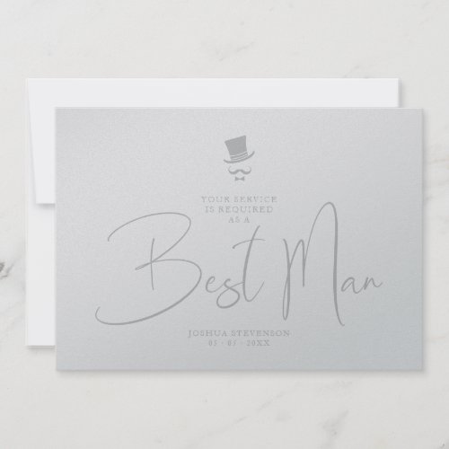 Luxury Elegant Grey Gorgeous Script Best Man Invitation
