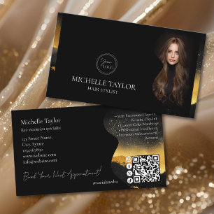 Luxury Elegant Hair Stylist Extension Photo Logo Business Card
