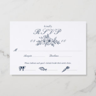 Luxury Elegant Hand Drawn Floral Botanical Wedding Letterpress RSVP Cards