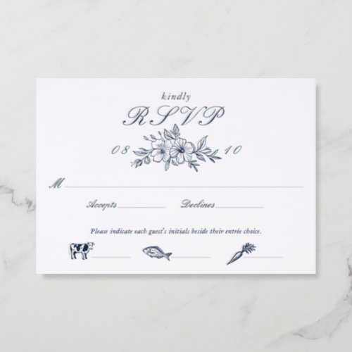 Luxury Elegant Hand Drawn Floral Botanical Wedding Letterpress RSVP Cards