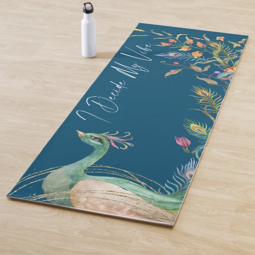 Luxury Elegant I Decide My Vibe Peacock Blue  Yoga Mat