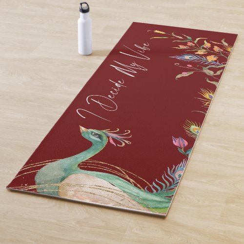 Luxury Elegant I Decide My Vibe Peacock Red Yoga Mat