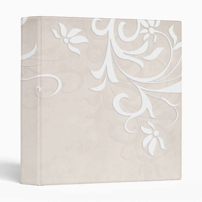 Luxury Elegant Light Beige Floral Binder (Front/Spine)