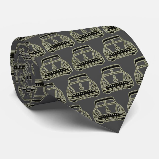 Luxury Elegant Modern Black Gold Car Neck Tie (Rolled)