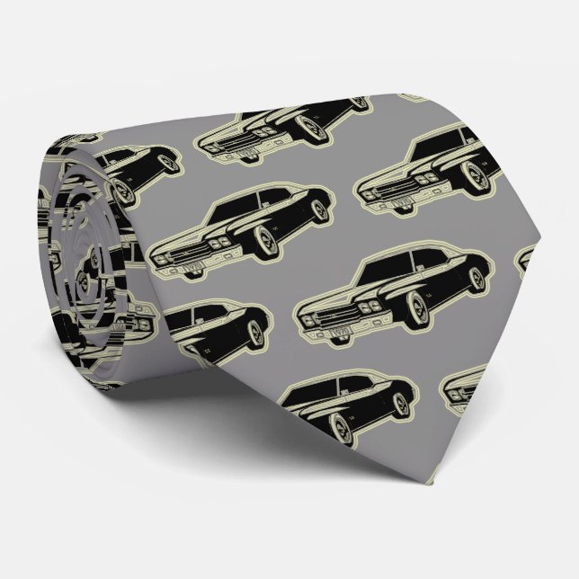 Luxury Elegant Modern Black Gold Car Neck Tie (Rolled)