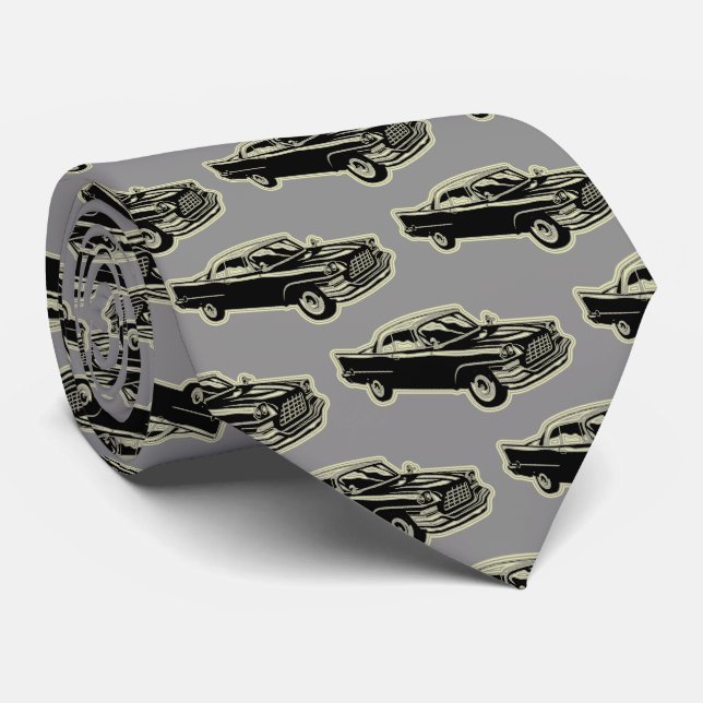 Luxury Elegant Modern Black Gold Car Neck Tie (Rolled)