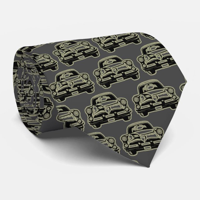 Luxury Elegant Modern Black Gold Car Neck Tie (Rolled)