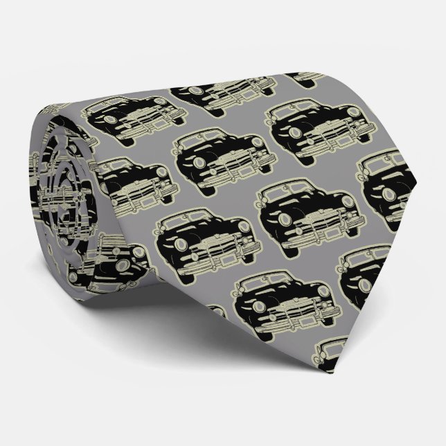 Luxury Elegant Modern Black Gold Car Neck Tie (Rolled)