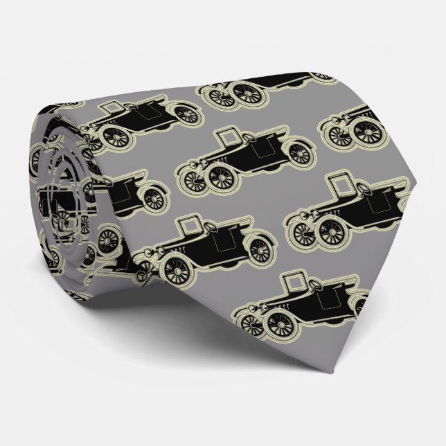 Luxury Elegant Modern Black Gold Car Neck Tie (Rolled)