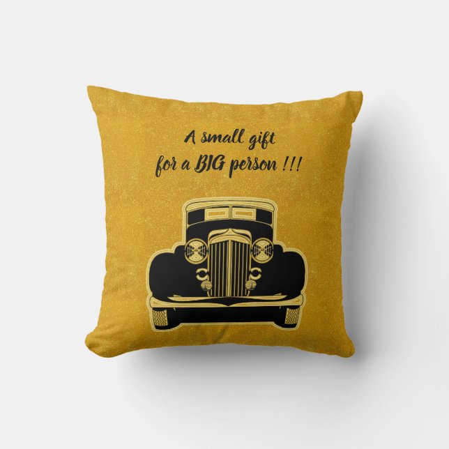 Luxury Elegant Modern Black Gold Car Throw Pillow (Front)