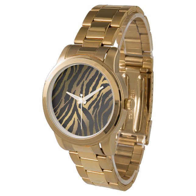 Luxury Elegant Modern Black Gold Line Watch (Angled)