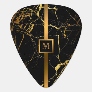 Luxury Elegant Modern Black Gold Marble Guitar Pick