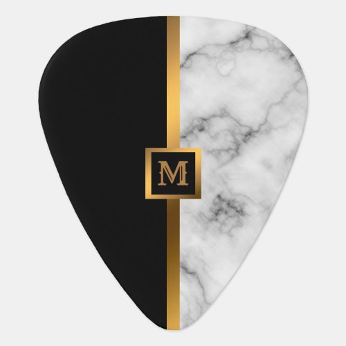 Luxury Elegant Modern Black Gold Marble Guitar Pick