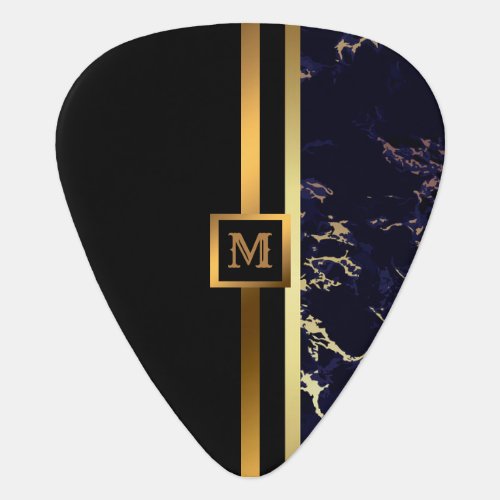 Luxury Elegant Modern Black Gold Marble Guitar Pick