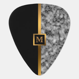 Luxury Elegant Modern Black Gold Marble Guitar Pick