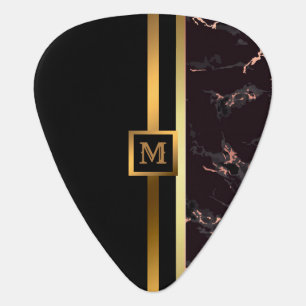 Luxury Elegant Modern Black Gold Marble Guitar Pick