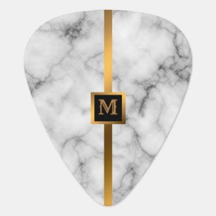 Luxury Elegant Modern Black Gold Marble Guitar Pick