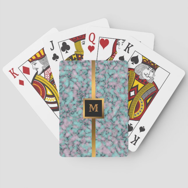 Luxury Elegant Modern Black Gold Marble Poker Cards (Back)