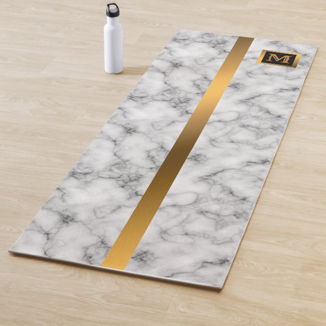 Luxury Elegant Modern Black Gold Marble Yoga Mat (In Situ)
