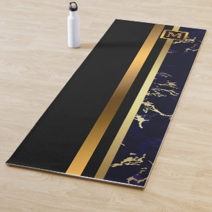 Luxury Elegant Modern Black Gold Marble Yoga Mat