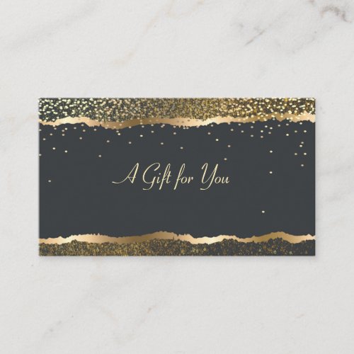 Luxury Elegant Modern Gold Confetti Black Discount Card