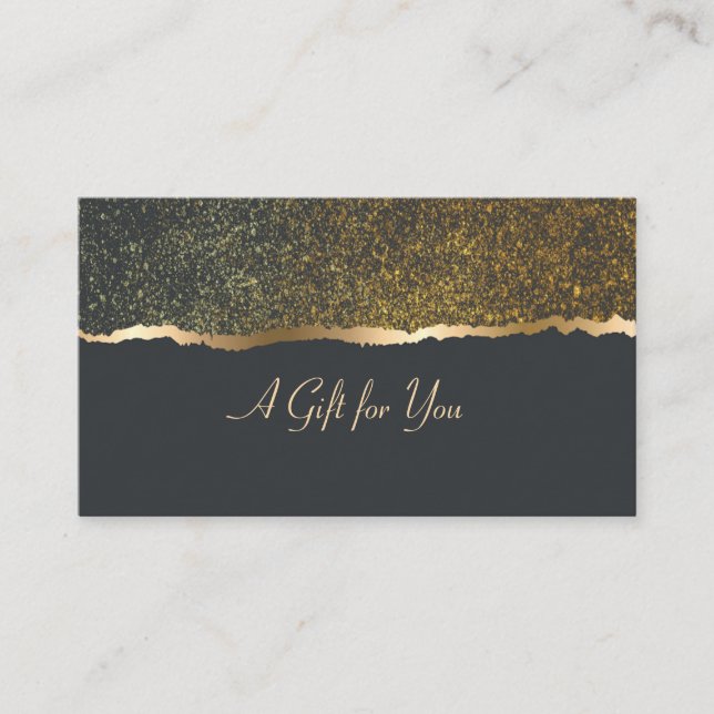 Luxury Elegant Modern Gold Confetti Border Black Discount Card (Front)