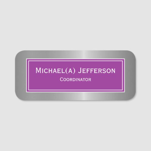 Luxury Elegant Modern Violet Purple And Silver Name Tag