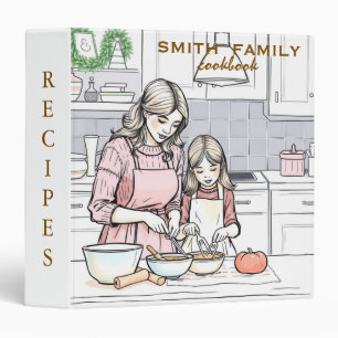 Luxury elegant Mom & Daughter family recipes 3 Ring Binder