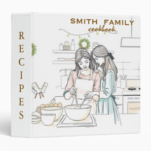 Luxury elegant Mom & Daughter family recipes 3 Ring Binder