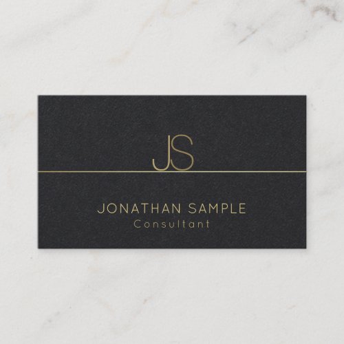 Luxury Elegant Monogram Modern Gold Text Elite Business Card