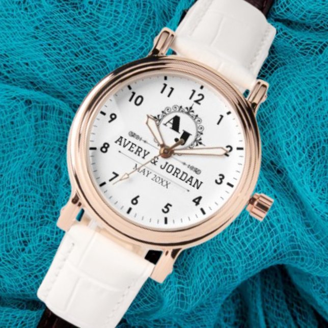 Luxury Elegant Monogram with Initials white Watch (Creator Uploaded)