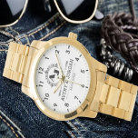 Luxury Elegant Monogram with Initials white Watch<br><div class="desc">Create your own custom brand luxury watch. Timeless elegant watch dial design with fine indexes. Add your own custom monogram, custom name, designer name, initials, year of birth, logo, icon, photo image, etc. Sophisticated presence of modern minimalist style with elegant script typography template. Luxurious watch for him. Make it a...</div>