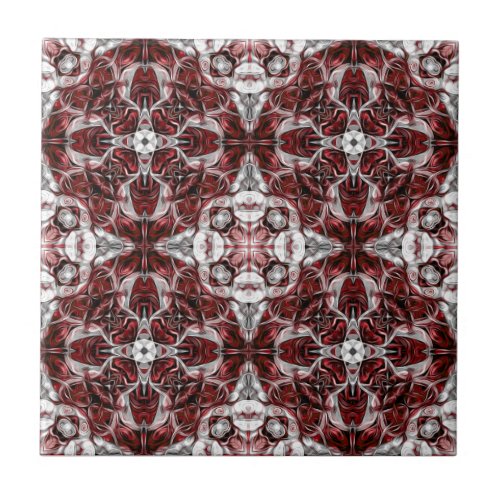 Luxury elegant ornamental burgundy and white ceramic tile