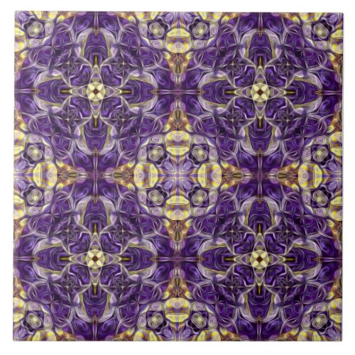 Luxury elegant ornamental purple gold ceramic tile