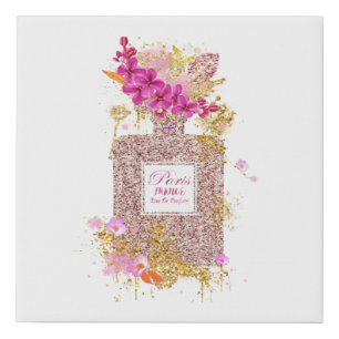Luxury Elegant Pink Glitter Perfume Canvas Print