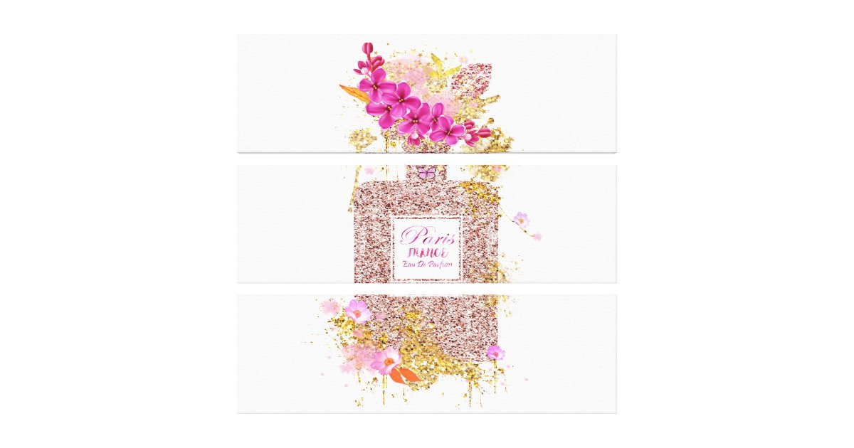 Luxury Elegant Pink Glitter Perfume Canvas Print