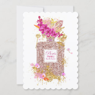 Luxury Elegant Pink Glitter Perfume Invitation