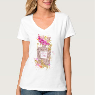 Luxury Elegant Pink Glitter Perfume T-Shirt 