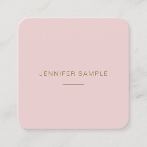 Luxury Elegant Pink Gold Modern Minimalist Plain Square Business Card