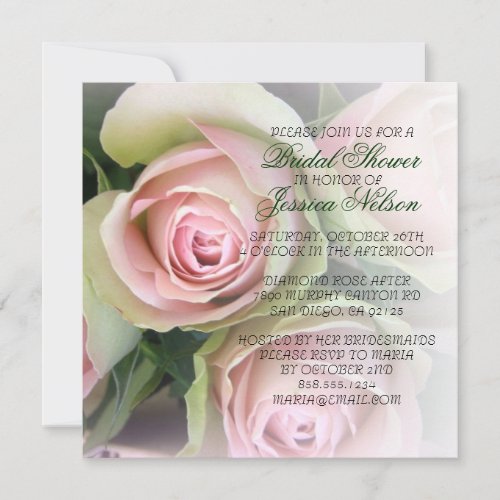 Luxury Elegant Pink Roses Shower Invite