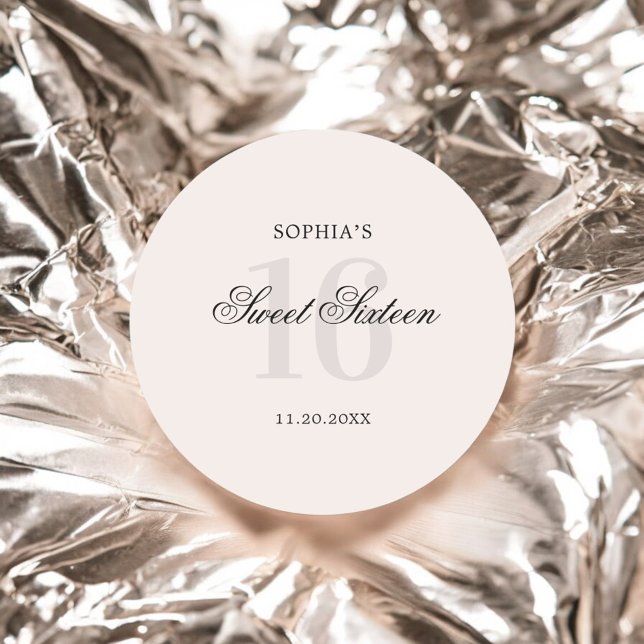 Luxury Elegant Pink Sweet 16 Classic Round Sticker (Creator Uploaded)