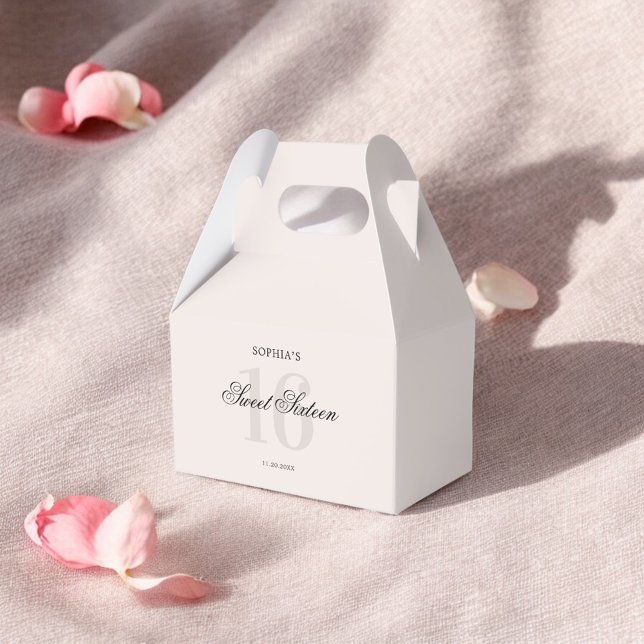 Luxury Elegant Pink Sweet 16 Favor Boxes (Creator Uploaded)