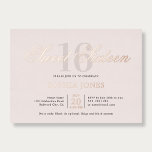 Luxury Elegant Pink Sweet 16 Foil Invitation<br><div class="desc">Celebrate in style with this luxurious and elegant Sweet 16 invitation. At the top, the heading "Sweet Sixteen" is written in a graceful script, elegantly overlaying the number 16 in a tall, sophisticated serif font. This design exudes a sense of opulence and refinement, perfect for marking such a special milestone....</div>