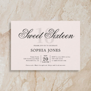 Luxury Elegant Pink Sweet 16 Invitation